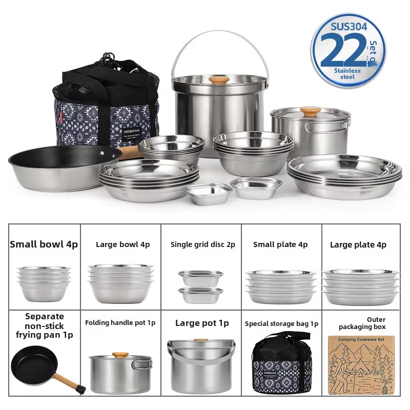 Camping Cooking Organizer - NOBANA новейший уличный набор кастрюль из